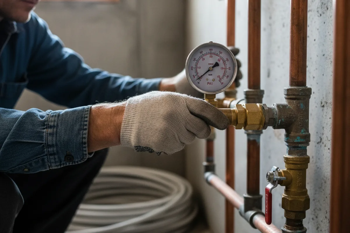 Pressure testing a repaired line during Water Line Repair in Cold Spring